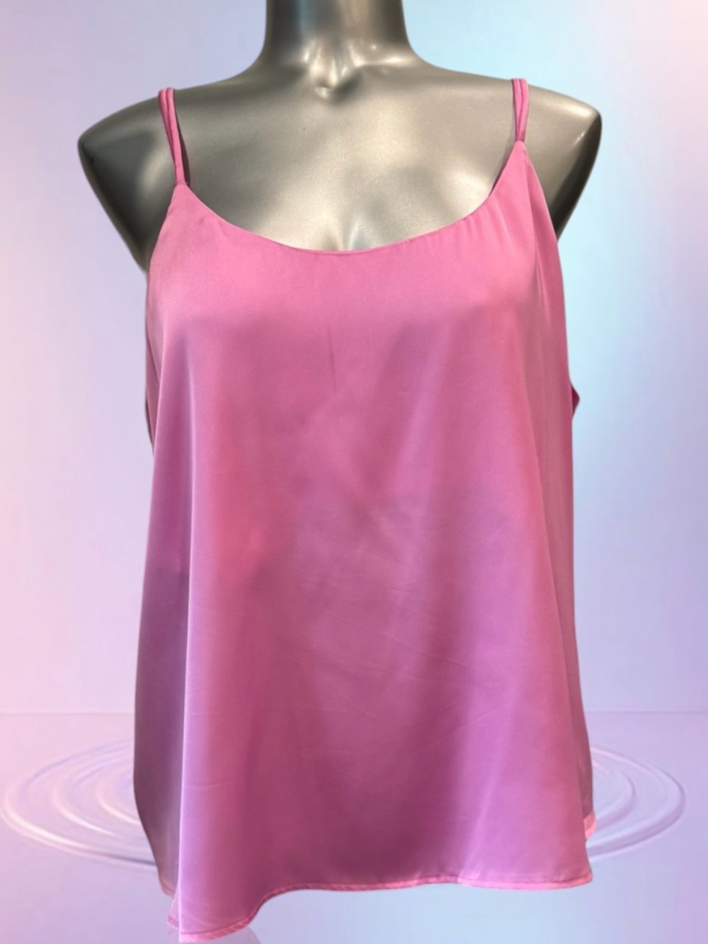 2 for $30 | Pink Satin Camisole with Thin Crisscross Straps